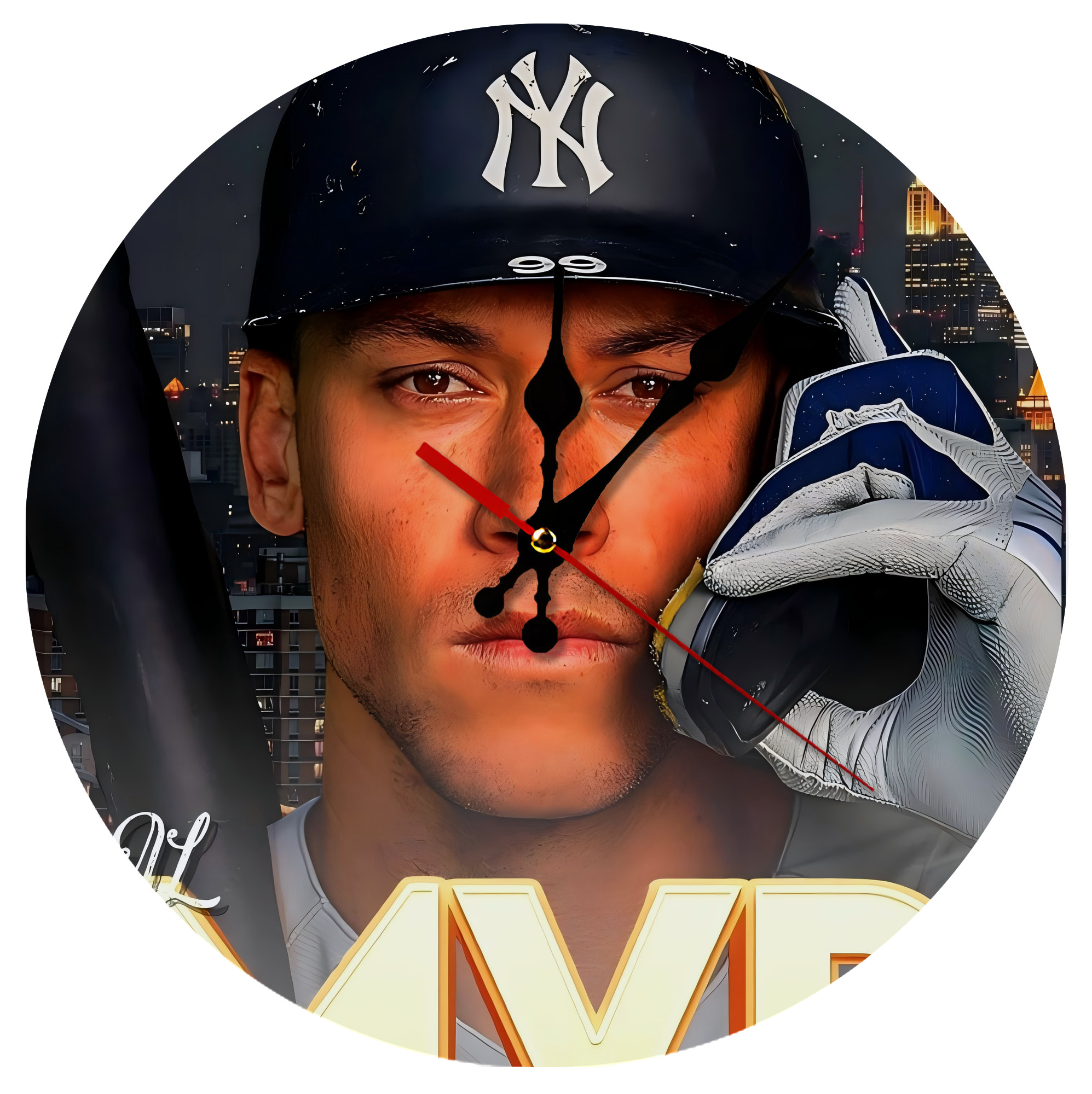 Aaron Judge MVP Silent Round Wall Clock – Modern & Stylish DIY Design, Durable Wood Construction, Easy To Install – Perfect For Office, Bedroom, Living Room, And More